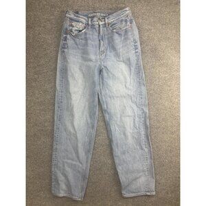American Eagle Baggy Jeans Womens 6 Light Wash High Rise Straight 30x27.5